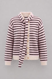Soft Stripe Alpaca Wool Cardigan Pink