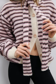 Kardigan z wełny alpaki Soft Stripe różowy