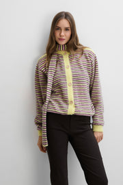 Kardigan z wełny alpaki Soft Stripe żółty