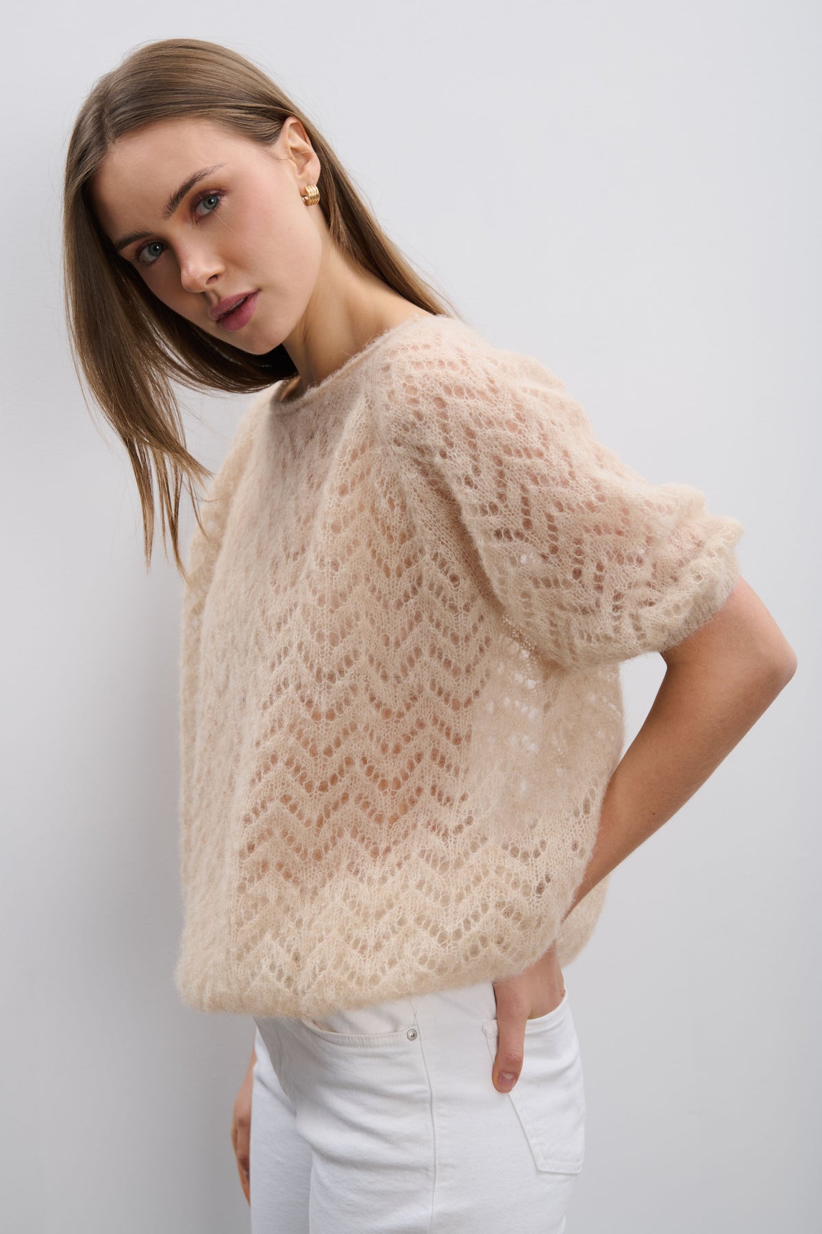 Soft Mirage Beige Alpaca and Virgin Wool Sweater