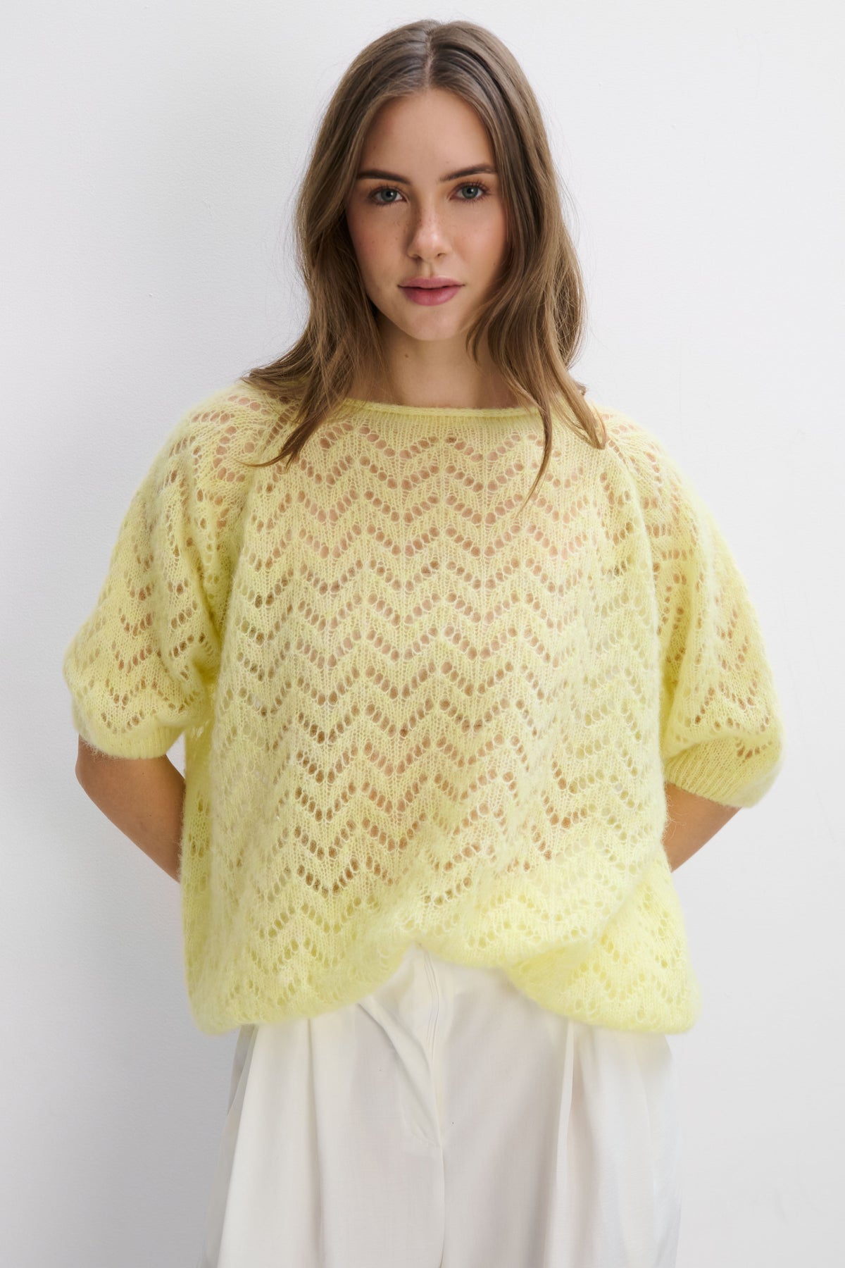 Soft Mirage Alpaca and Virgin Wool Sweater, Yellow