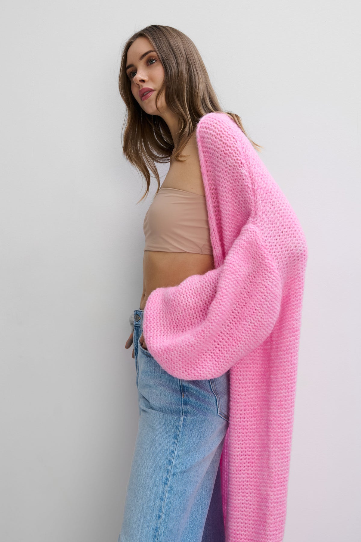 Long Cardigan Cloud Embrace pink