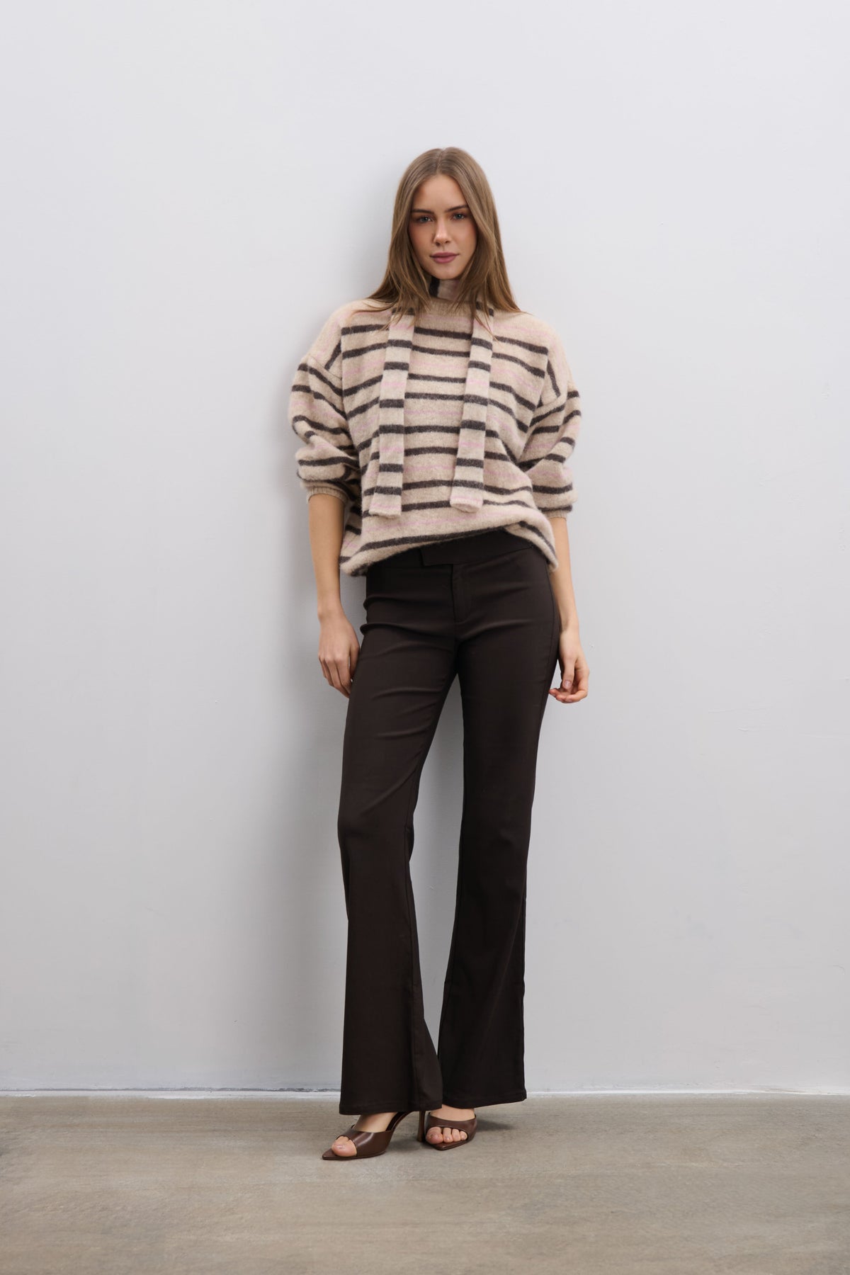 Gentle Lines Lightweight Beige Alpaca Wool Sweater