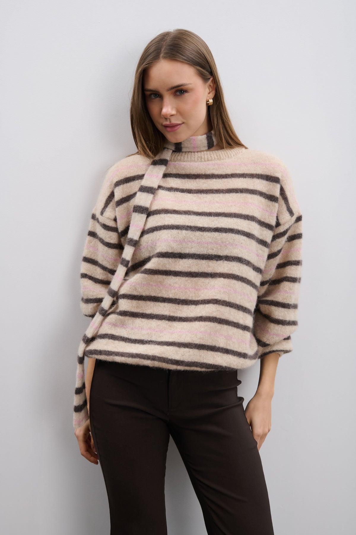 Gentle Lines Lightweight Beige Alpaca Wool Sweater