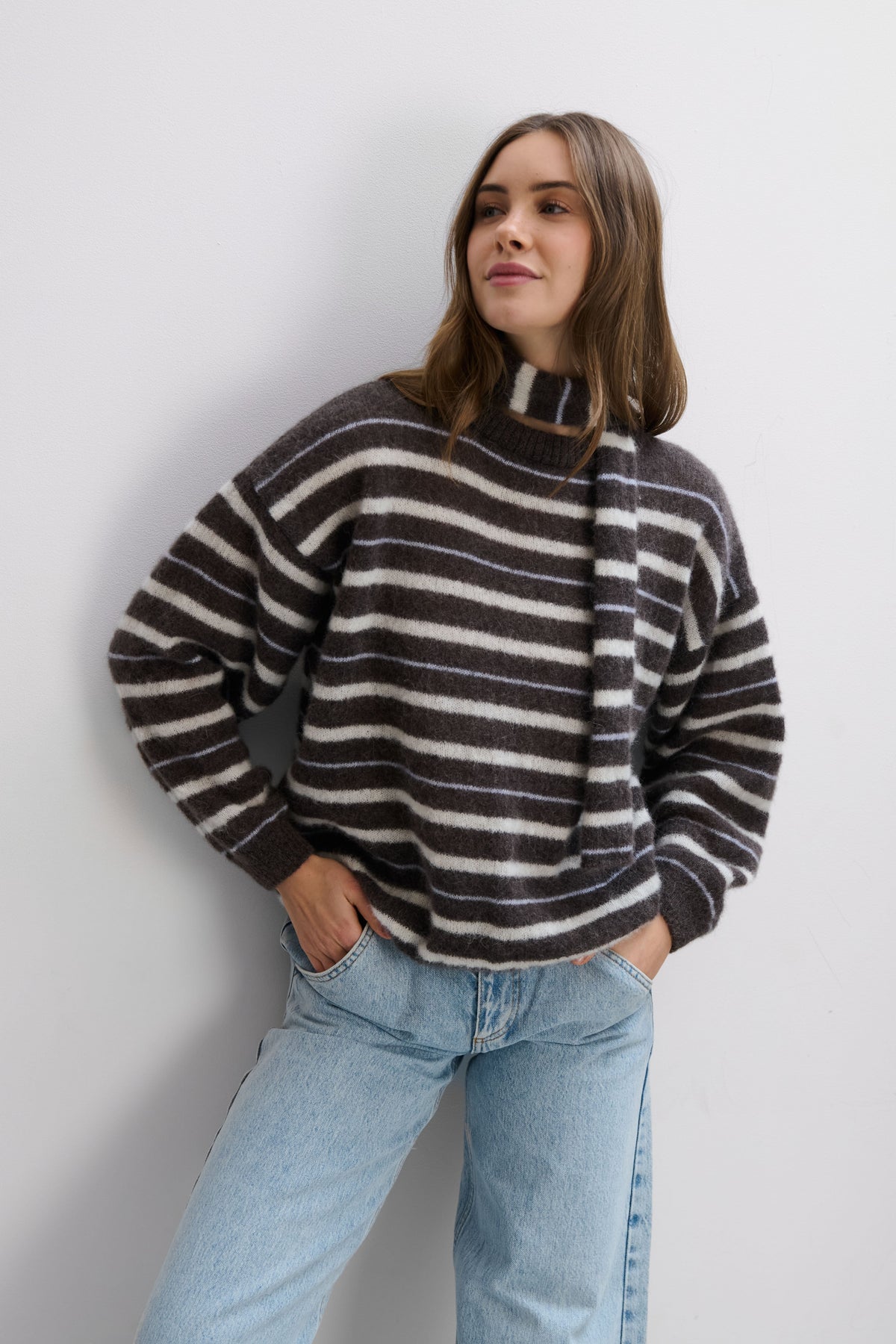Gentle Lines Lightweight Brown Alpaca Wool Sweater