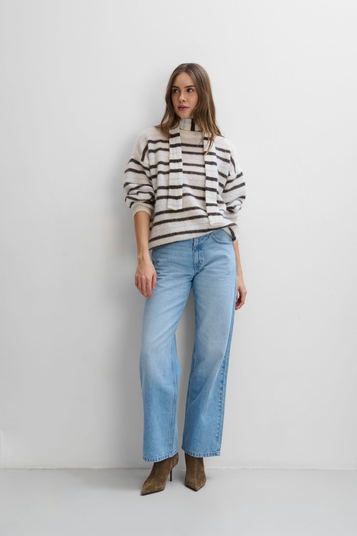 Gentle Lines Lightweight Alpaca Wool Sweater, Ecru
