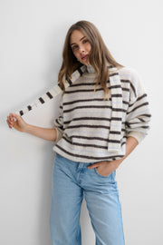 Gentle Lines Lightweight Alpaca Wool Sweater, Ecru