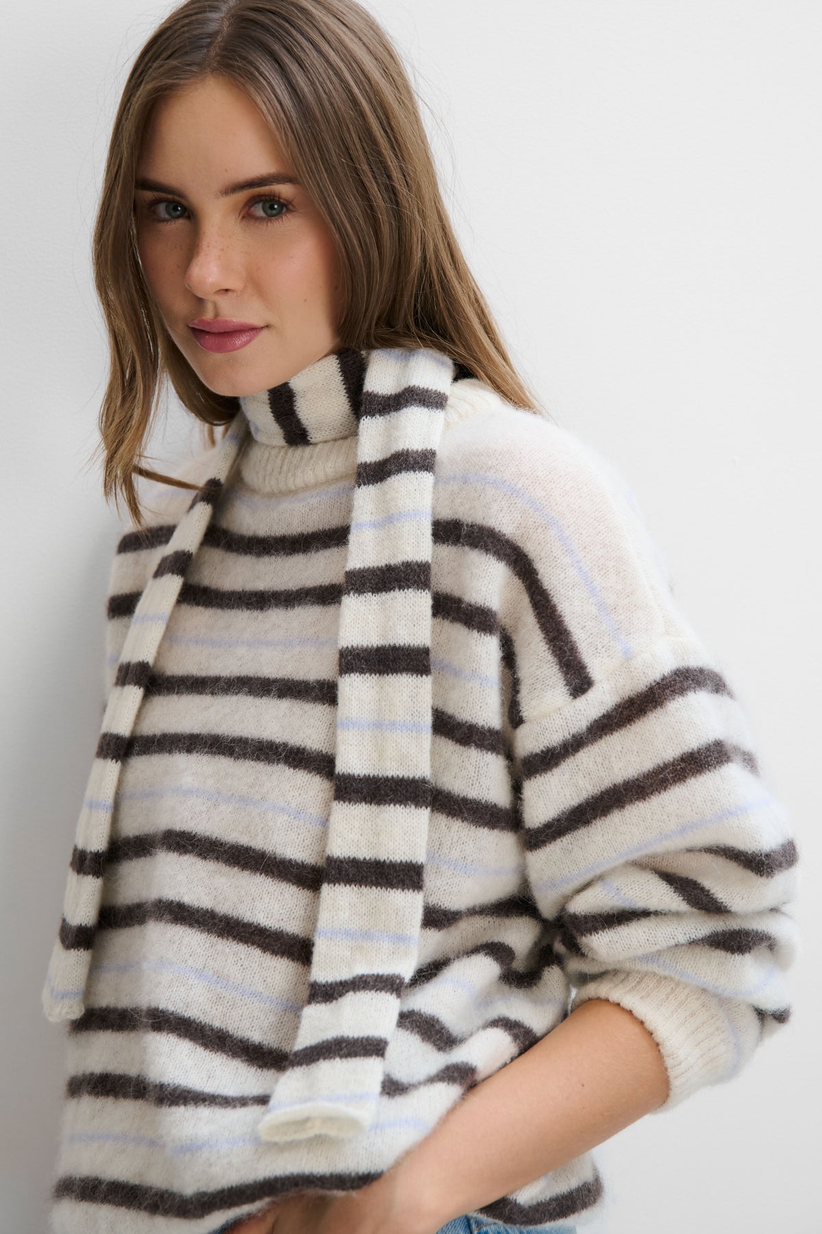 Gentle Lines Lightweight Alpaca Wool Sweater, Ecru
