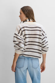 Gentle Lines Lightweight Alpaca Wool Sweater, Ecru