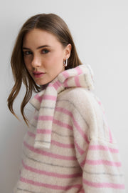 Lekki Sweter z wełny alpaki Gentle Lines różowy