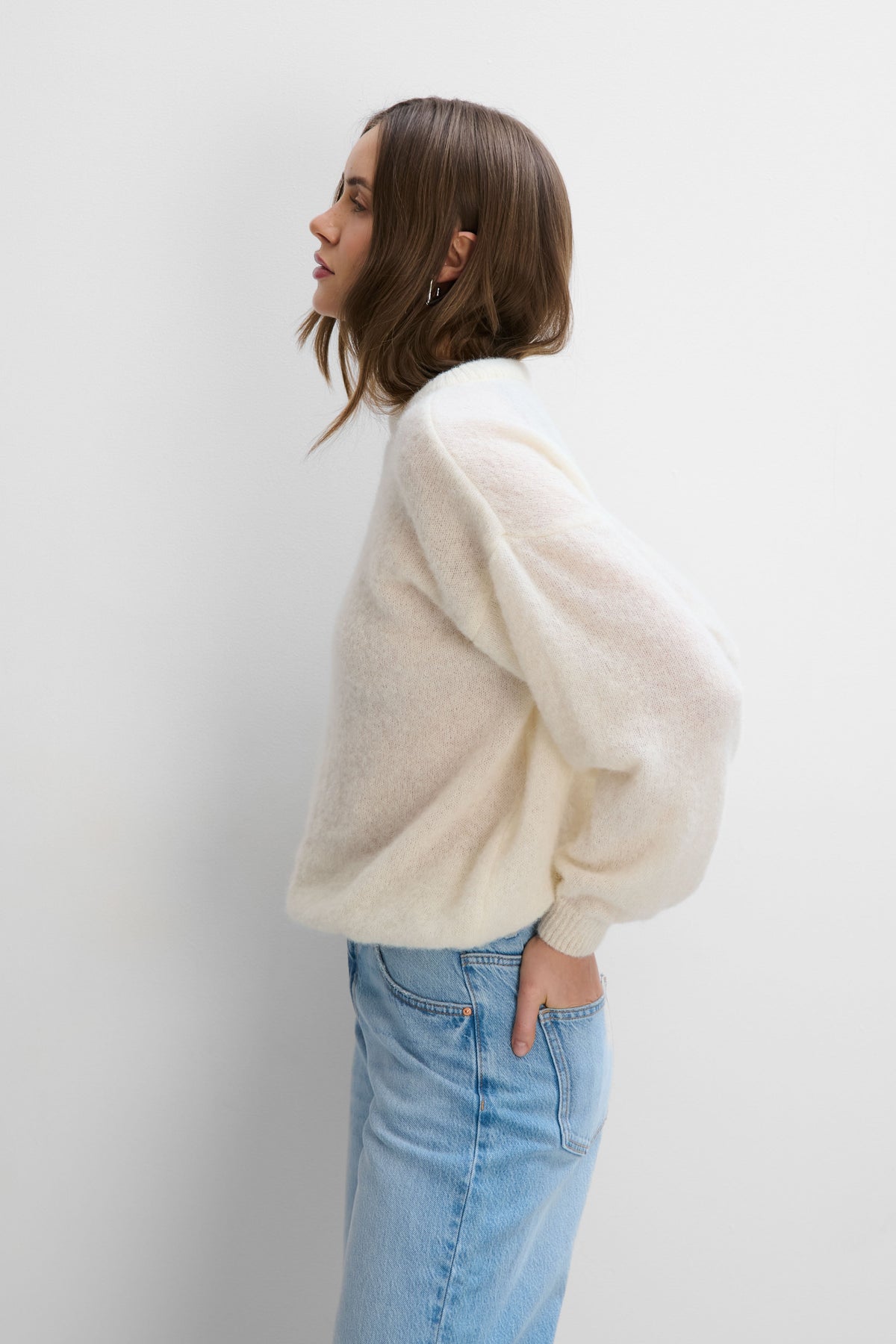 Aura ecru lightweight alpaca wool sweater