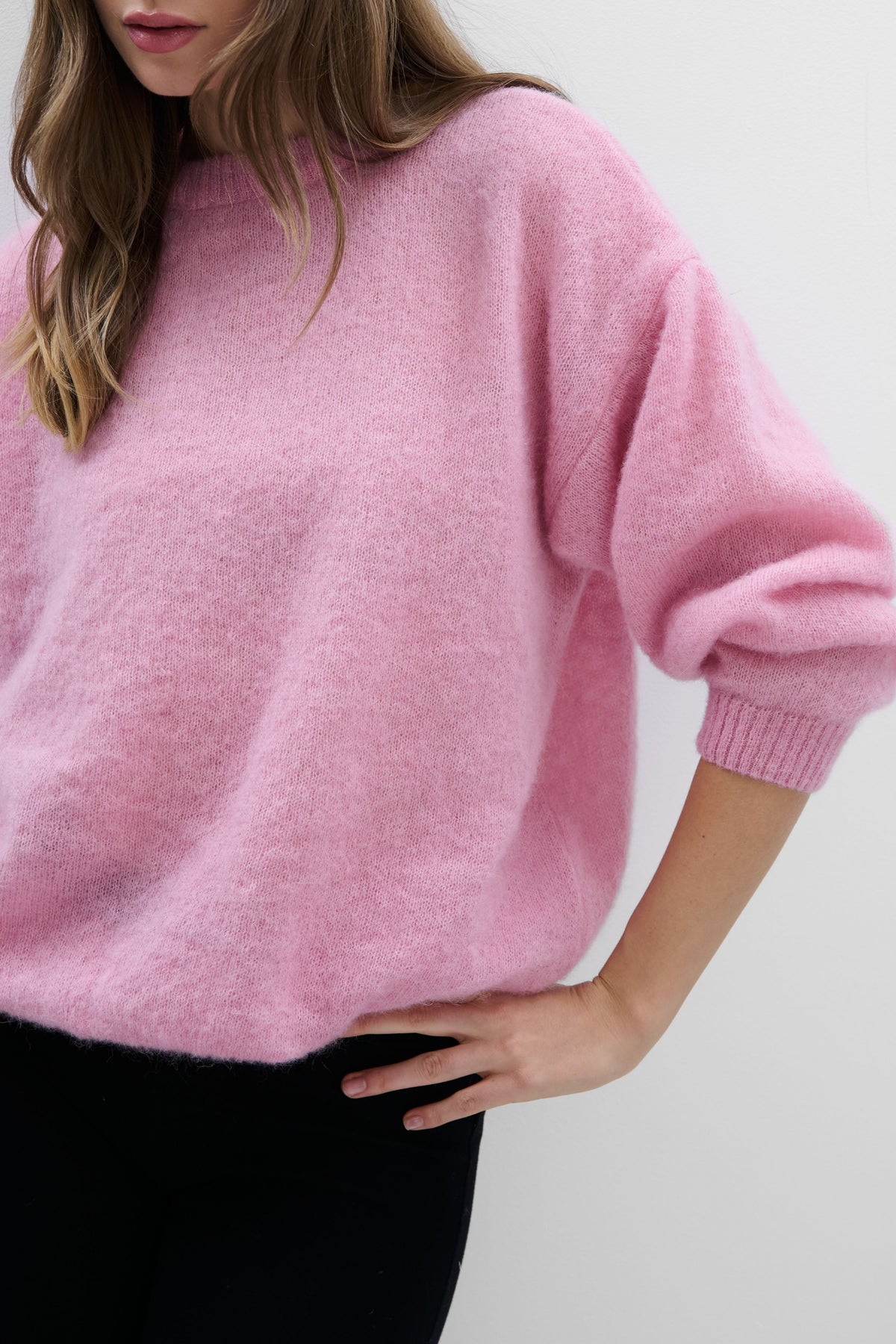 Aura Lightweight Alpaca Wool Sweater, Pink