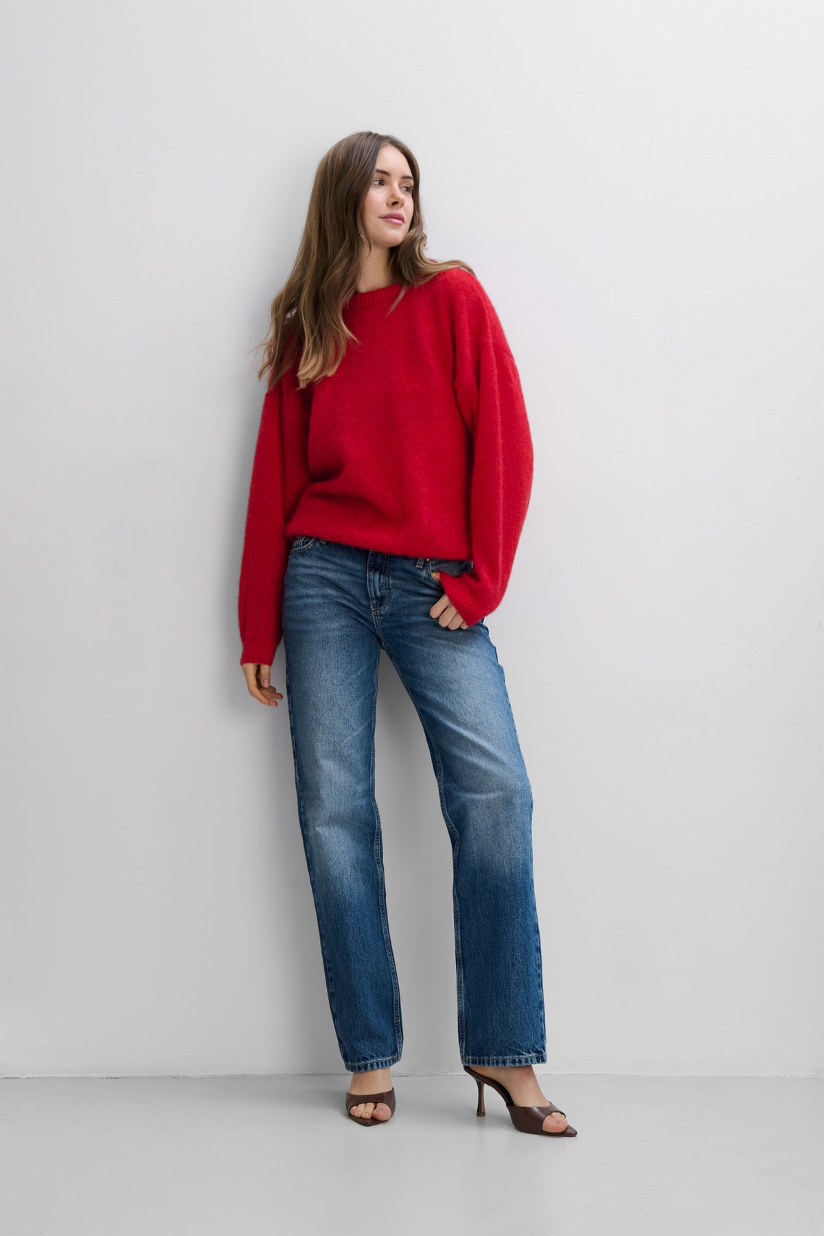 Aura Lightweight Red Alpaca Wool Sweater