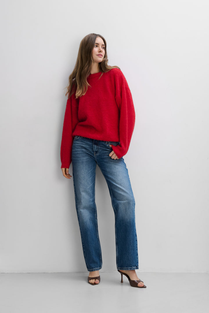 Aura Lightweight Red Alpaca Wool Sweater