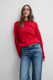 Aura Lightweight Red Alpaca Wool Sweater