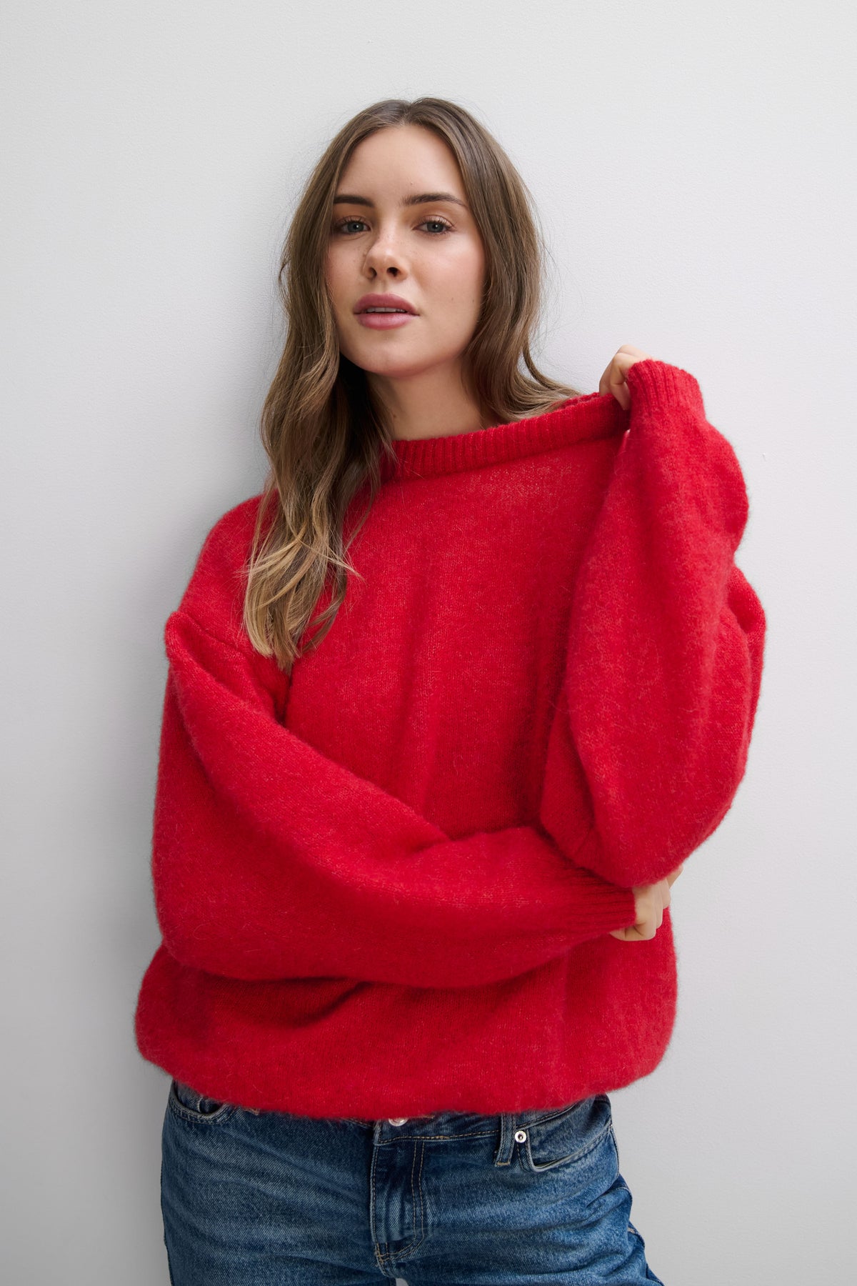 Aura Lightweight Red Alpaca Wool Sweater