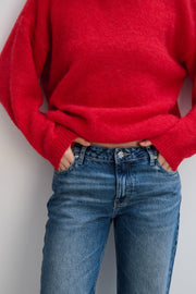 Aura Lightweight Red Alpaca Wool Sweater