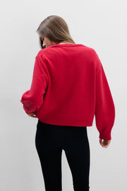 Calm Red Cashmere and Merino Wool Cardigan