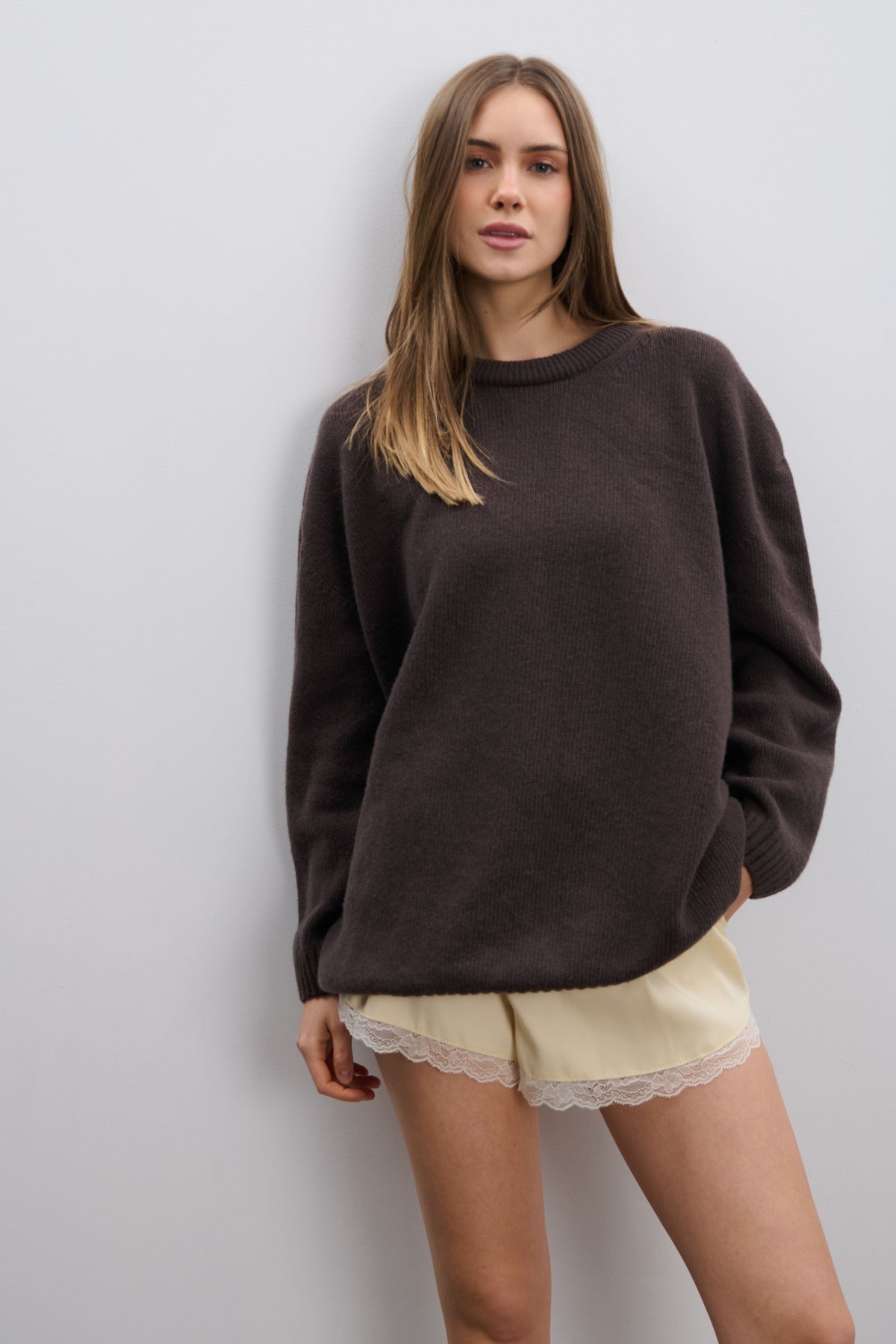 Éloise Cashmere and Merino Wool Sweater, Brown