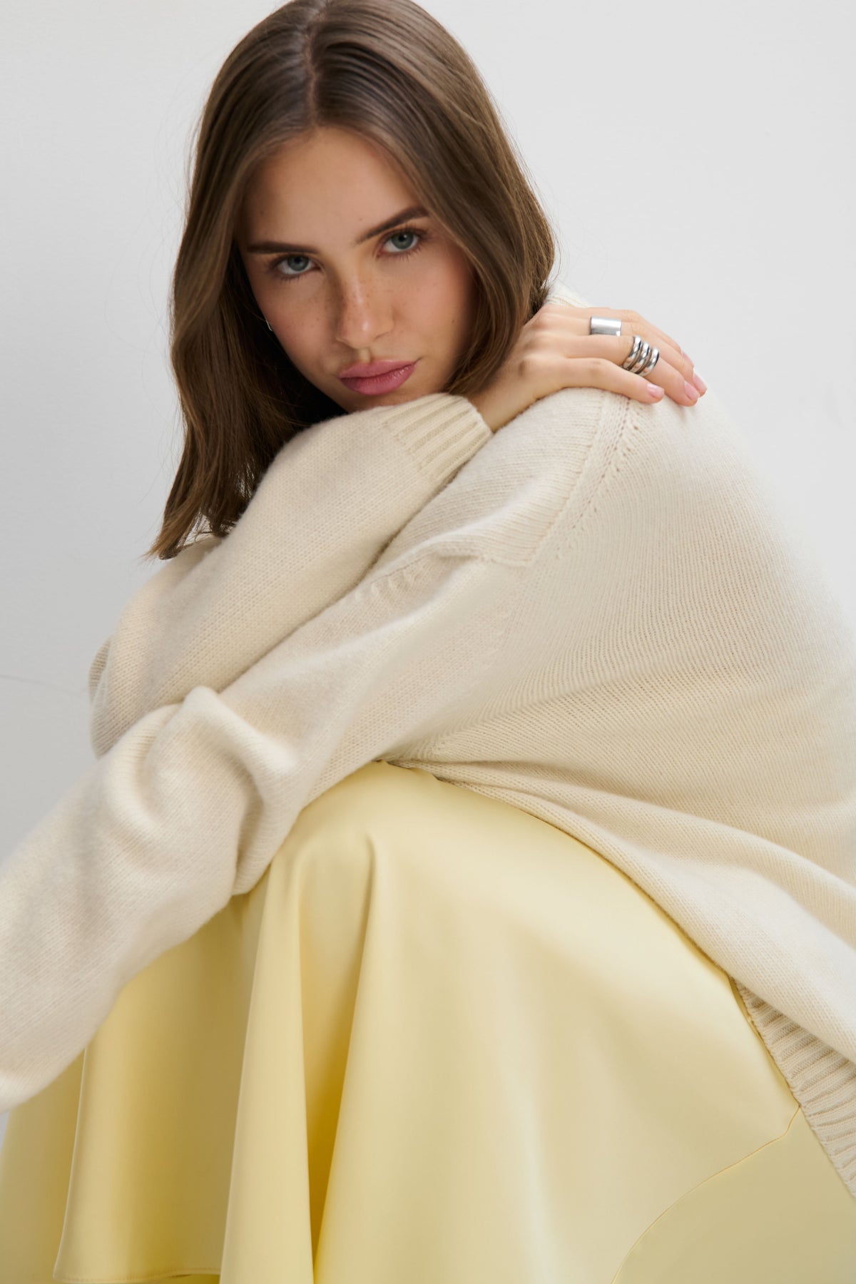 Kashmir and wool sweater merinos Éloise ecru