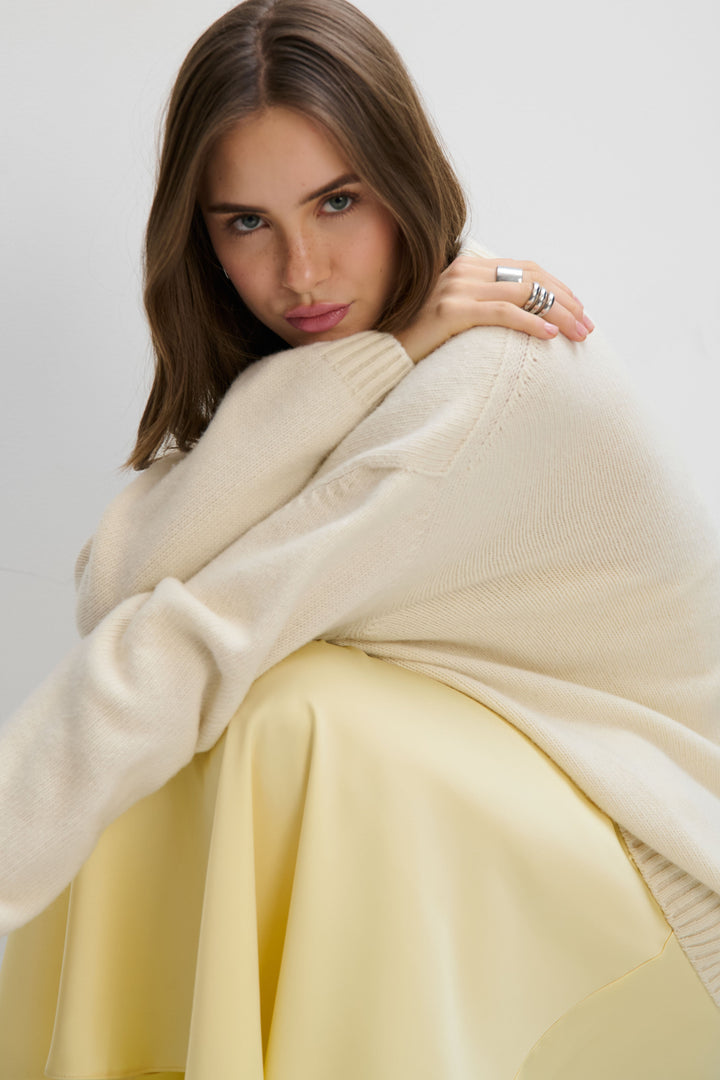 Éloise ecru cashmere and merino wool sweater