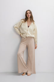 Cardigan of cashmere and wool merinos Velvet Core ecru