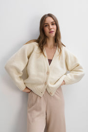 Velvet Core ecru cashmere and merino wool cardigan