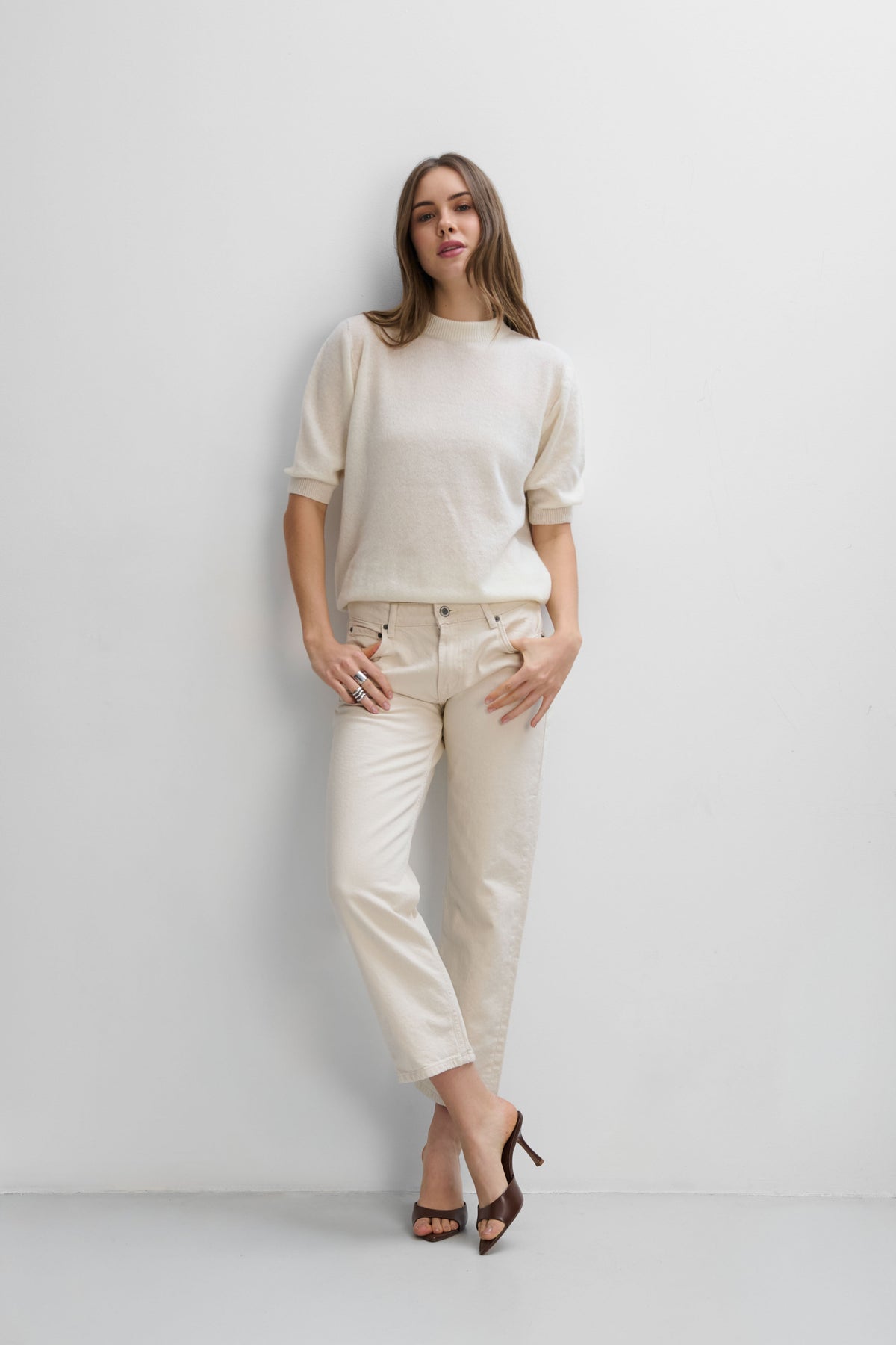 Lumi ecru cashmere blouse