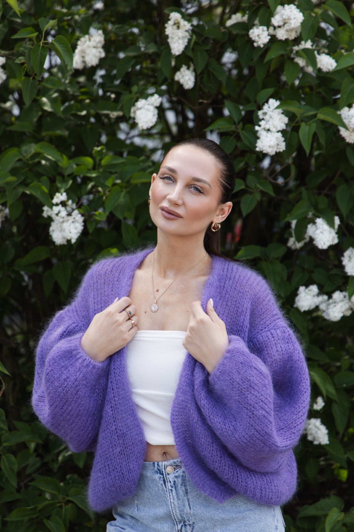 Cardigan of the kid moher Mistéra violet