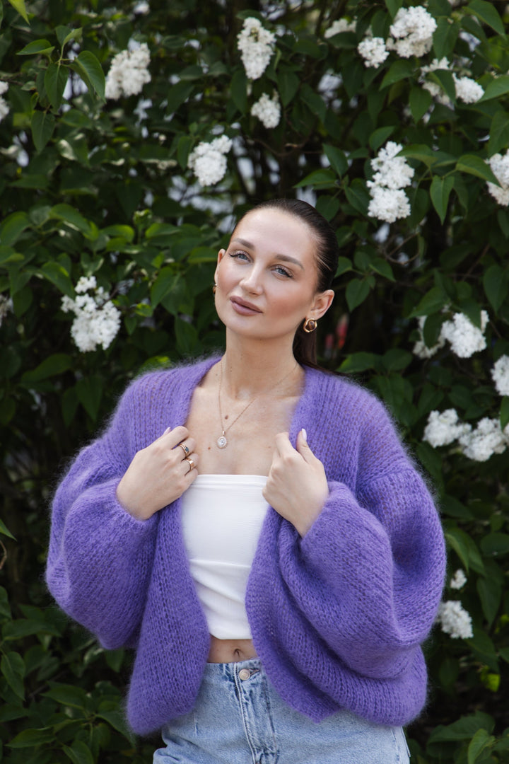 Cardigan of the kid moher Mistéra violet