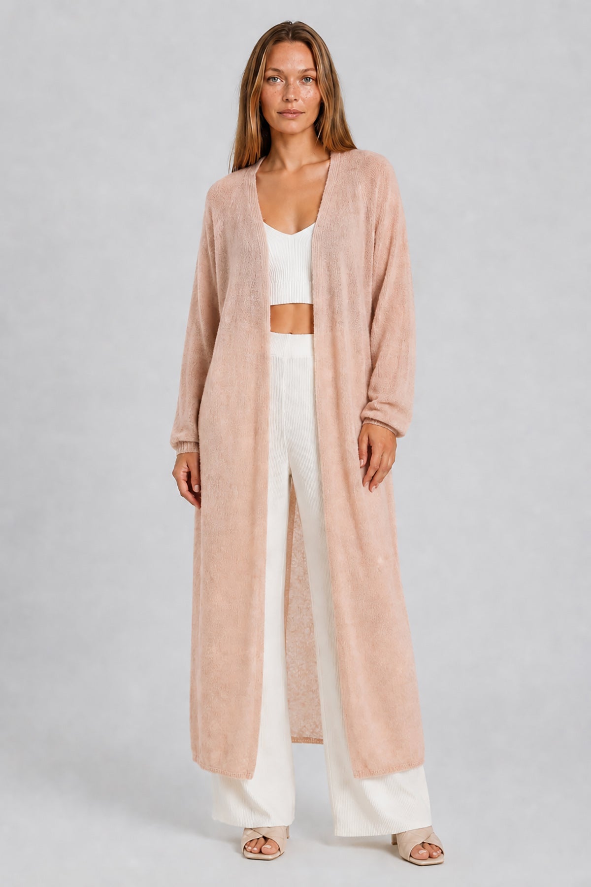 Long cardigan made of baby alpaca wool and virgin wool, black