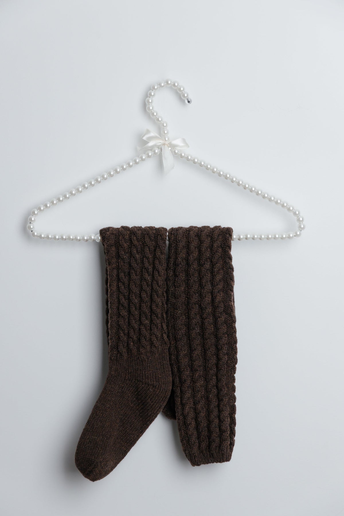 Thick long merino wool socks brown