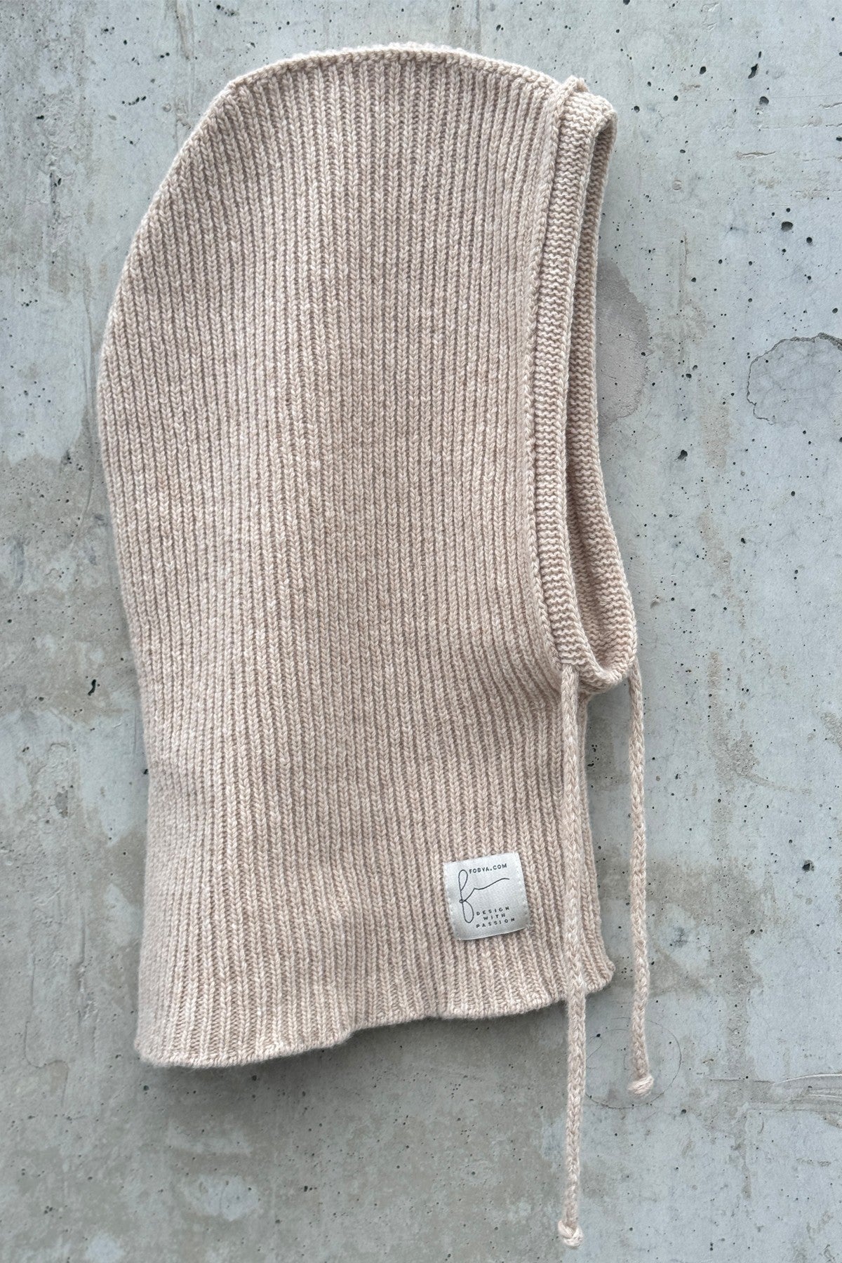 Balaclava woolen ribbed weave beige