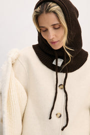 Woolen balaclava, ribbed weave, brown