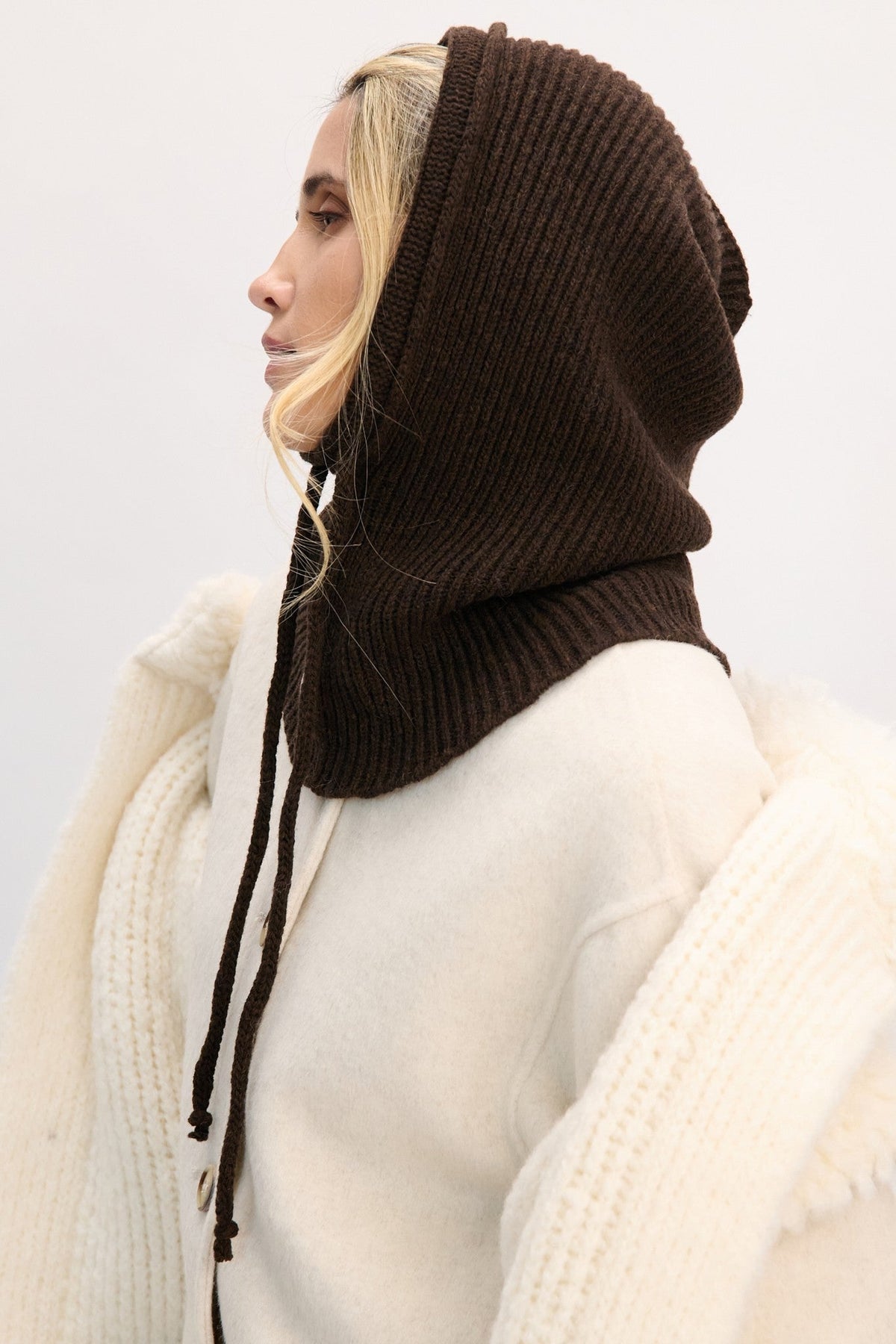 Balaclava chimney sweeper woolen striped brown weave