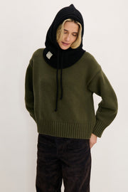 Balaclava woolen ribbed weave black