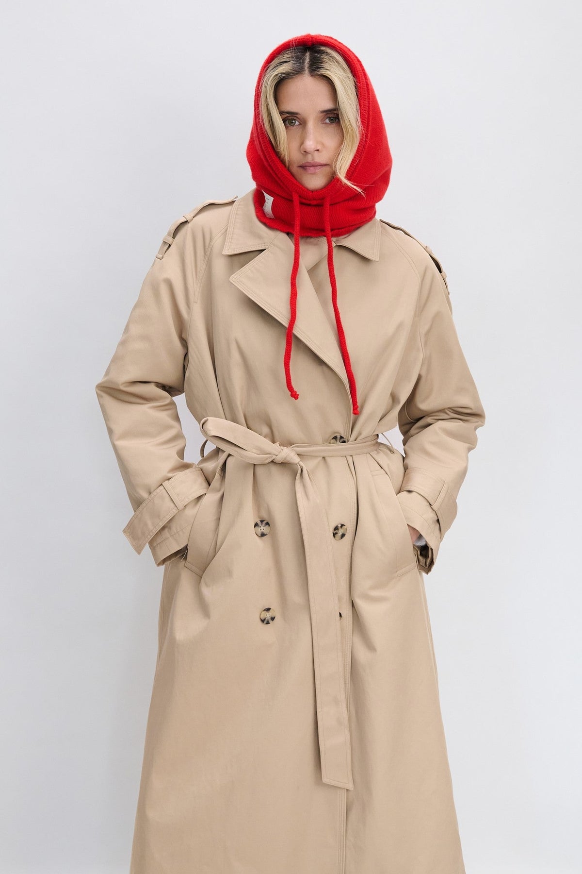 Red cashmere balaclava