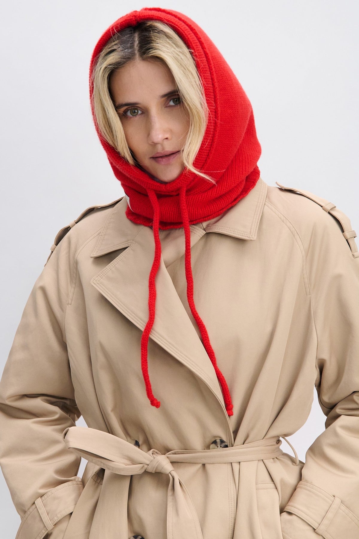 Balaclava z kaszmiru czerwony