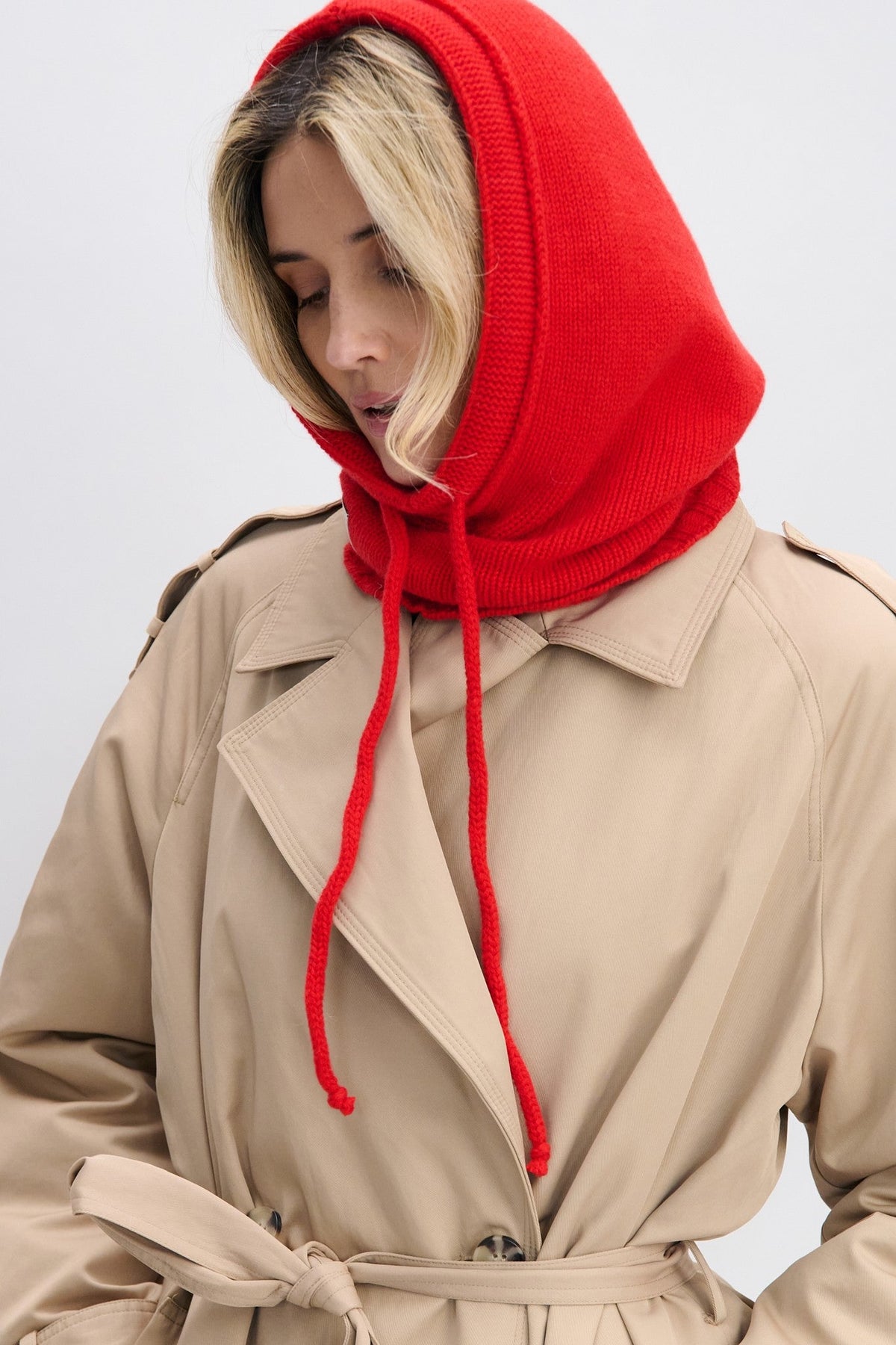 Balaclava of cashmere red