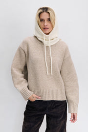 Ecru cashmere balaclava