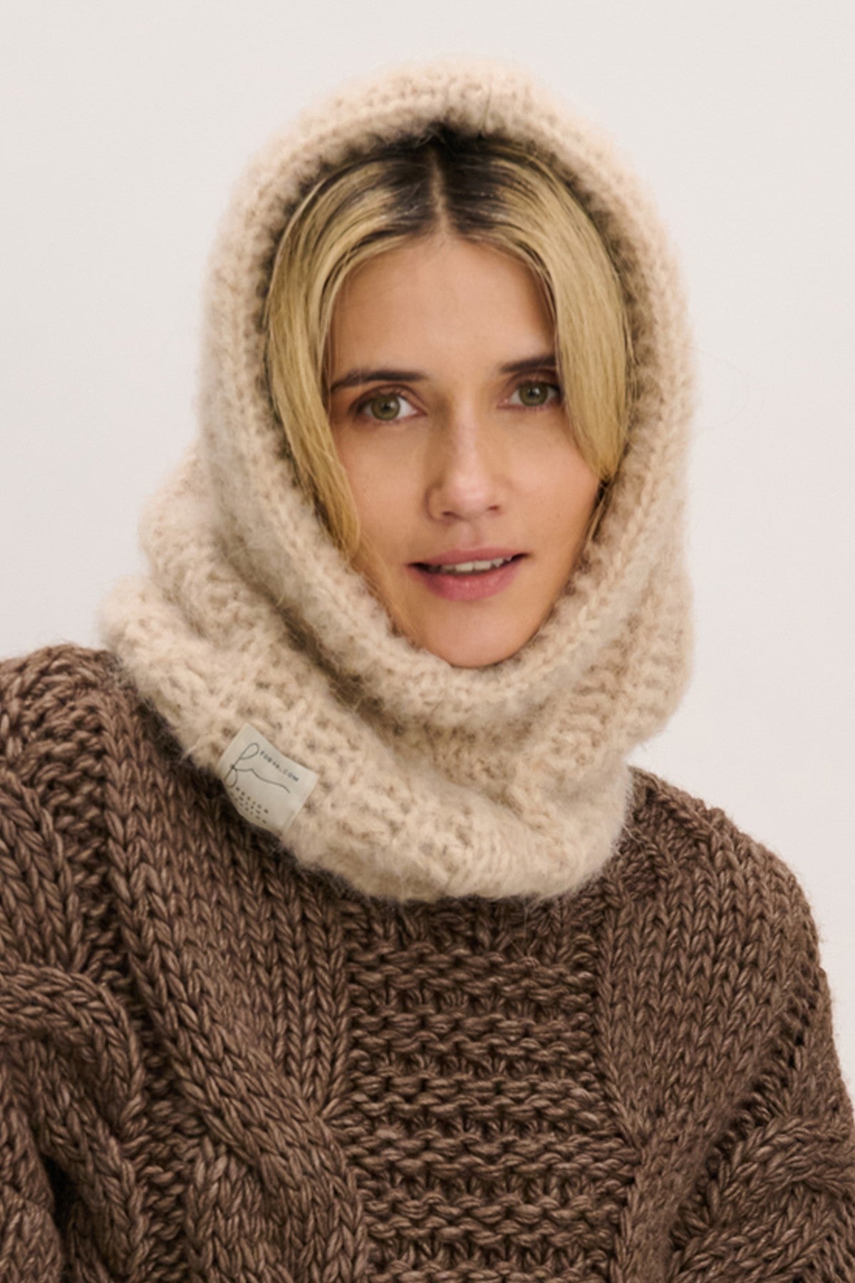 SOFT HAVEN beige alpaca wool balaclava