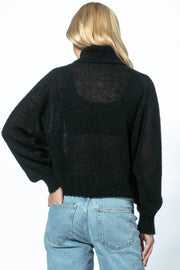 Seamless Oversized Turtleneck Sweater Made of Alpaca Wool, Black