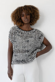 Openwork summer blouse made of organic cotton, black