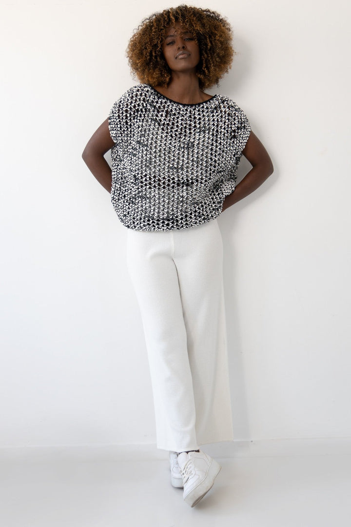 Openwork summer blouse made of organic cotton, black