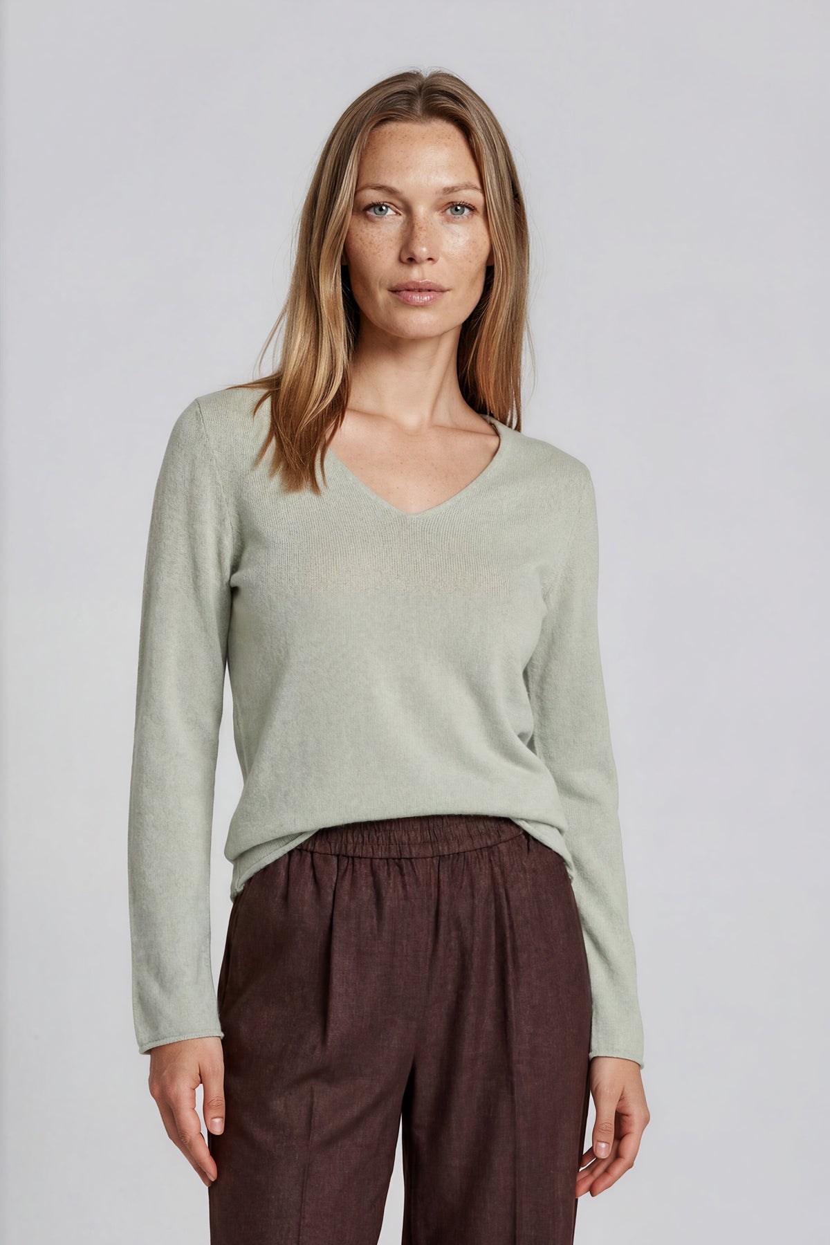 Velia pistachio silk blouse