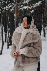 Chusta ażurowa z wełny alpaki Cloudloom Shawl beżowy