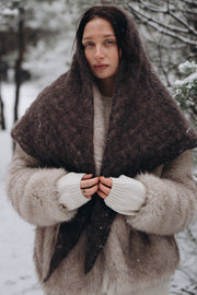 Cloudloom Shawl, alpaca wool openwork scarf, brown