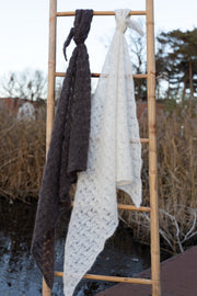 Cloudloom Shawl, alpaca wool openwork scarf, brown