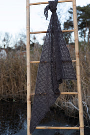 Cloudloom Shawl, alpaca wool openwork scarf, brown