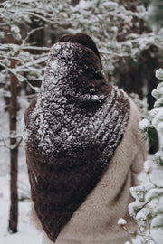 Cloudloom Shawl, alpaca wool openwork scarf, brown